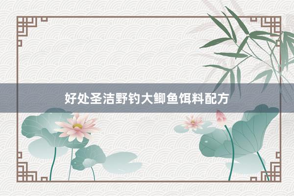 好处圣洁野钓大鲫鱼饵料配方