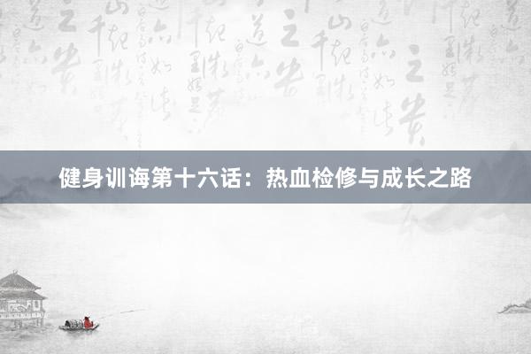 健身训诲第十六话:热血检修与成长之路